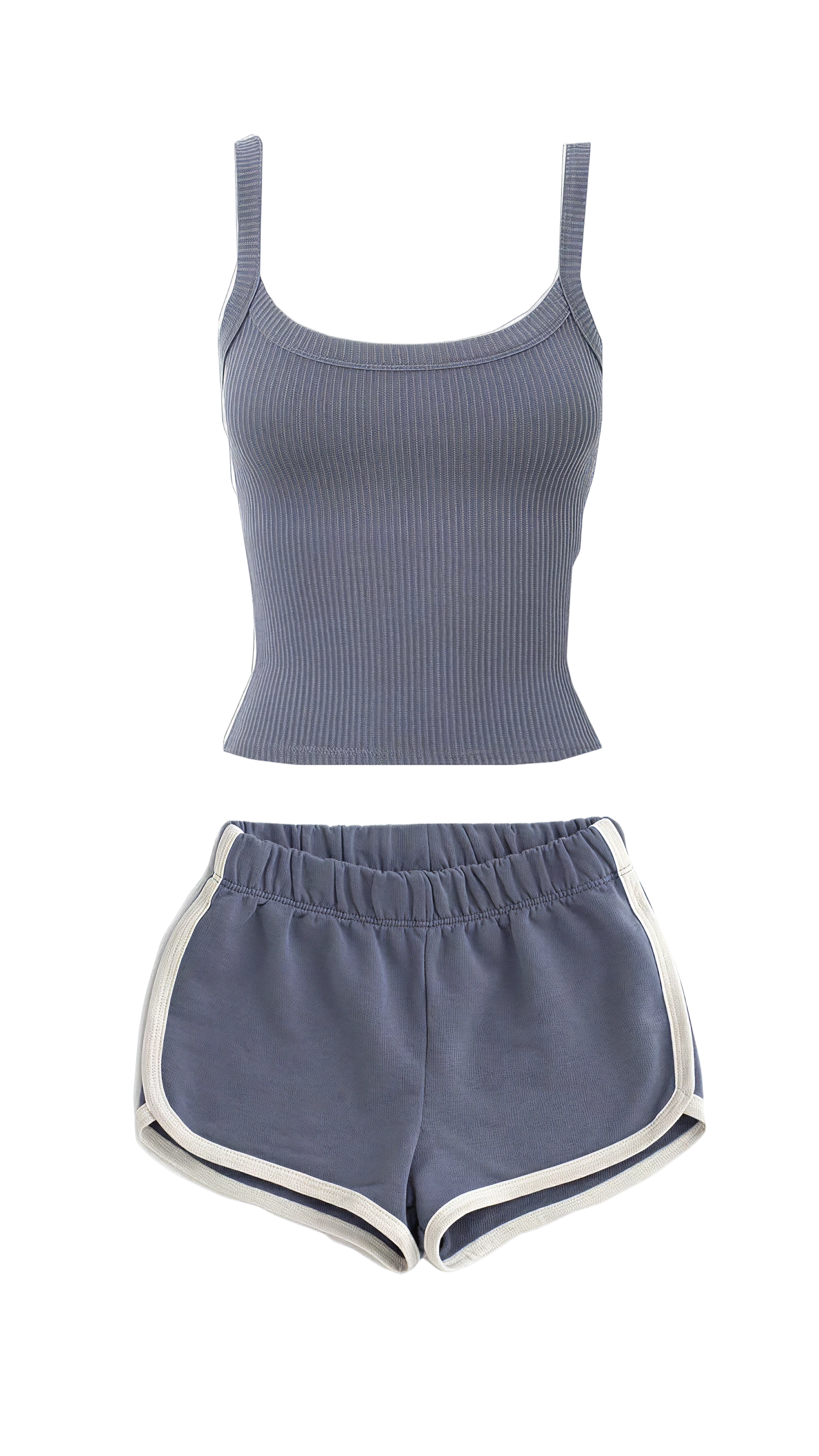 Grey ribbed tank and shorts set